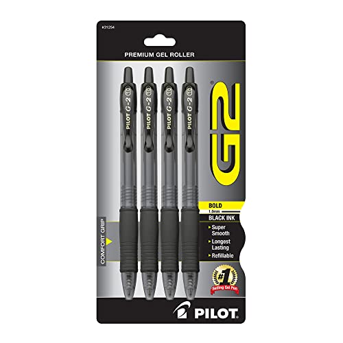Pilot Pen G2 Premium Gel Rolling Kugelschreiber Bold 1,0 mm schwarz, Acryl, Mehrfarbig, 2-teilig von Pilot Pen
