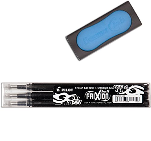 Pilot Tintenrollermine Frixion BLS-FR7-B-S3 (3 Ersatzmine 0,7 | schwarz + 1 Radierer) von Pilot Pen