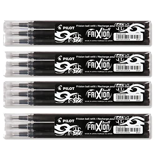 Special Bonus Pack Pilot FriXion Ball Tintenroller [0,7] 15 Ersatzminen Nachfüllminen | 5 Set á 3 Stk schwarz + 1 Frixion Ball in schwarz und 1 Frixion original Remover in weiß von Pilot Pen