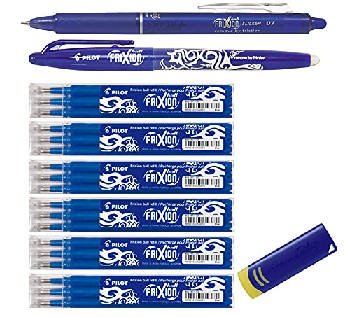 Special Volume Pack Pilot FriXion Ball Tintenroller [0,7] 18 Ersatzminen Nachfüllminen | 6 Set á 3 Stk blau + 1 Frixion Ball in blau + 1 Frixion Clicker in blau und 1 Frixion original Remover in blau von Pilot Pen