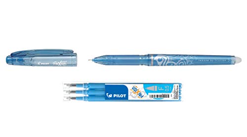 Pilot Frixion Löschbarer Tintenroller 0,5 mm-Spitze mit drei 0,5-mm-Minen - Inklusive Stift und 3 Minen (Hellblau) von Pilot_Sets