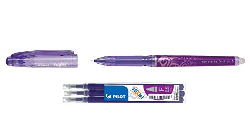 Pilot Frixion Löschbarer Tintenroller 0,5 mm-Spitze mit drei 0,5-mm-Minen - Inklusive Stift und 3 Minen (Violett) von Pilot_Sets