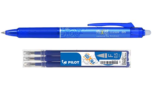 Pilot Frixion Retractable 0.5mm Pen & Refills Set - Includes Pen and 3 Refills (Blue) von Pilot_Sets