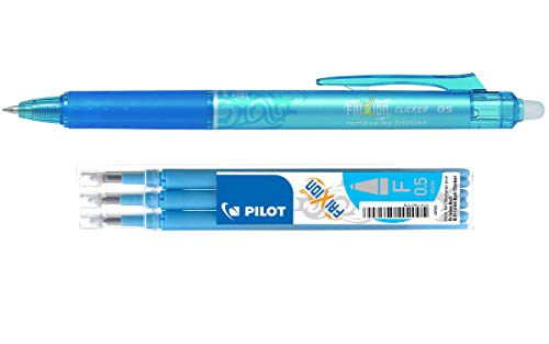 Pilot Frixion Retractable 0.5mm Pen & Refills Set - Includes Pen and 3 Refills (Light Blue) von Pilot_Sets