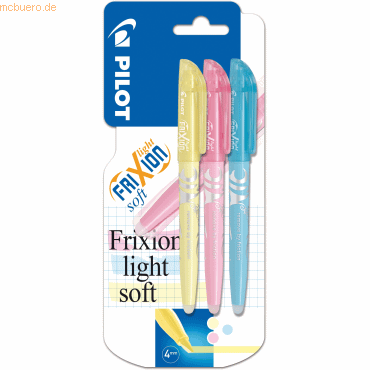12 x Pilot Textmarker Frixion Light Soft 3,8mm softblau,softgelb,softp von Pilot