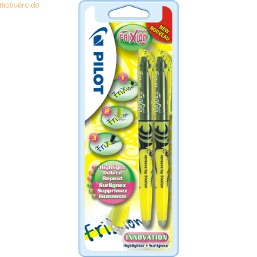 12 x Pilot Textmarker Frixion light 3,8mm gelb Blister VE=2 Stück von Pilot