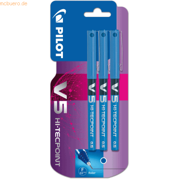 12 x Pilot Tintenroller Hi-Tecpoint V5 0,3mm blau Blister mit 3 Stück von Pilot