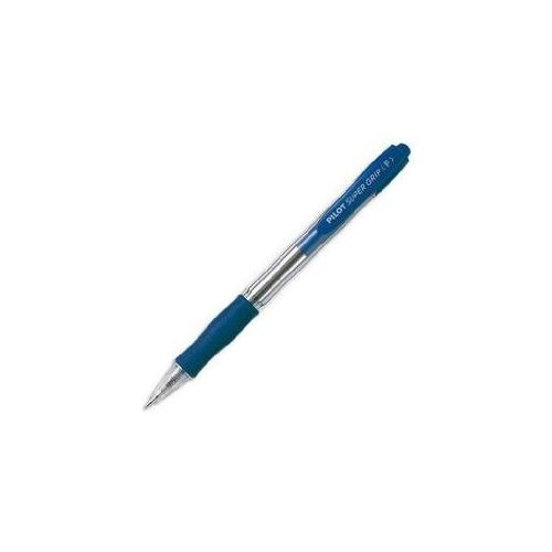 PILOT Super Grip Kugelschreiber, nachfüllbar, feine Spitze, einziehbar, blaue Tinte, 6 Stück von Pilot