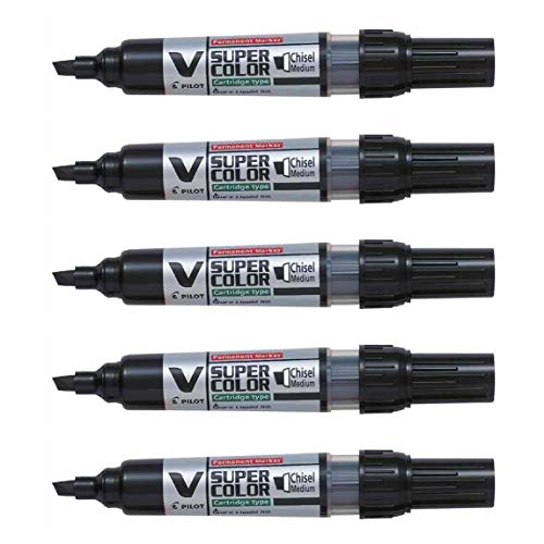 PILOT Begreen Permanent-Marker, nachfüllbar, V Super Color, abgeschrägte Spitze, mittlere Spitze, Schwarz, 5 Stück PILOT Begreen Permanent-Marker, nachfüllbar, V Super Color, abgeschrägte Spitze, mittlere Spitze, Schwarz, 5 Stück von Pilot