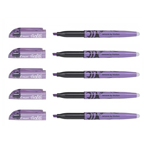 PILOT FRIXION Textmarker Light abwischbar, abgeschrägte Spitze, 3,8 mm, Violett, 5 Stück von Pilot