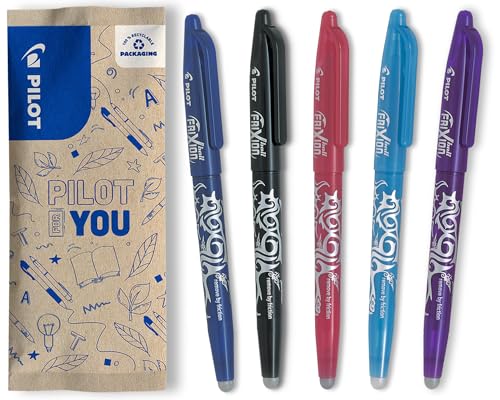 PILOT FriXion Ball 0.7 Set – 5 Stück: Blau/Hellbl/Schwarz/Pink/Violett, Radierbare Tintenroller 0,4mm Strichstärke, angenehme Schreibführung beim Schreiben, thermosensitive Tinte, austauschbare Mine von PILOT