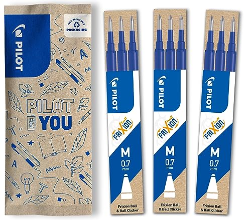 PILOT FriXion Ersatzminen 0.7 – 9 Stück – Farbe Blau – FriXion Nachfüllminen mit radierbarer Tinte – Kompatibel mit FriXion Ball & FriXion Clicker 0.7 – mittlere Stärke – Gel-Tintenrollermine PILOT FriXion Ersatzminen 0.7 – 9 Stück – Farbe Blau – FriXion Nachfüllminen mit radierbarer Tinte – Kompatibel mit FriXion Ball & FriXion Clicker 0.7 – mittlere Stärke – Gel-Tintenrollermine von PILOT