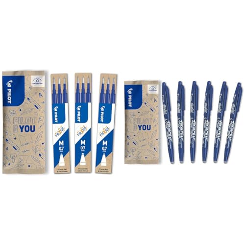 PILOT FriXion Ersatzminen 0.7 – 9 Stück – Farbe Blau & FriXion Ball 0.7 Set – 6 Stück – Farbe Blau – Radierbare Tintenroller 0,4 mm Strichstärke PILOT FriXion Ersatzminen 0.7 – 9 Stück – Farbe Blau & FriXion Ball 0.7 Set – 6 Stück – Farbe Blau – Radierbare Tintenroller 0,4 mm Strichstärke von Pilot