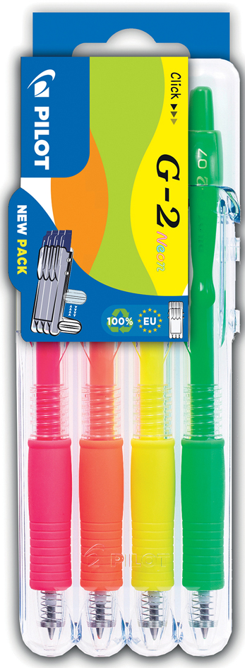 PILOT Gelschreiber G2 07 Neon Set2Go, 4er Etui von Pilot