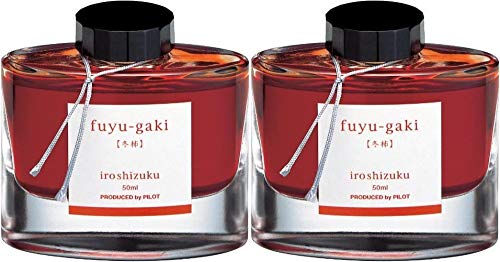 PILOT Iroshizuku Füllfederhalter-Tinte, Fuyu-Gaki, Winter Persimmon (orange-rot), 50 ml Flasche (69209) 2 Stück von Pilot