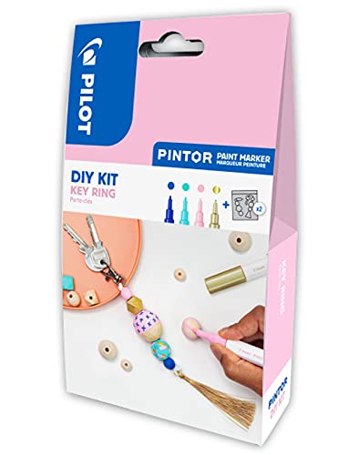 PILOT PINTOR DIY Schlüsselanhänger zum Verschenken – Bastel-Set mit 4x Kreativmarker und 2 individuell gestaltbare Schlüsselanhänger, perfektes Einzugsgeschenk von Pilot