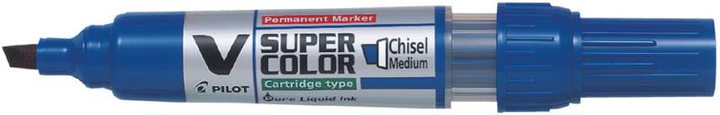 PILOT Permanent-Marker V SUPER COLOR, Keilspitze, blau von Pilot
