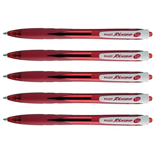 PILOT REXGRIP Begreen Kugelschreiber, mittlere Spitze 1.0, Rot, 5 Stück von Pilot