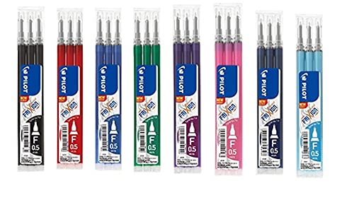 PILOT Tintenroller FRIXION ERSATZMINEN-SET für FriXion Point 05, 7 x 3er Sets Minen in allen Farben: blau, schwarz, rot, grün, pink, violett, hellblau von Pilot
