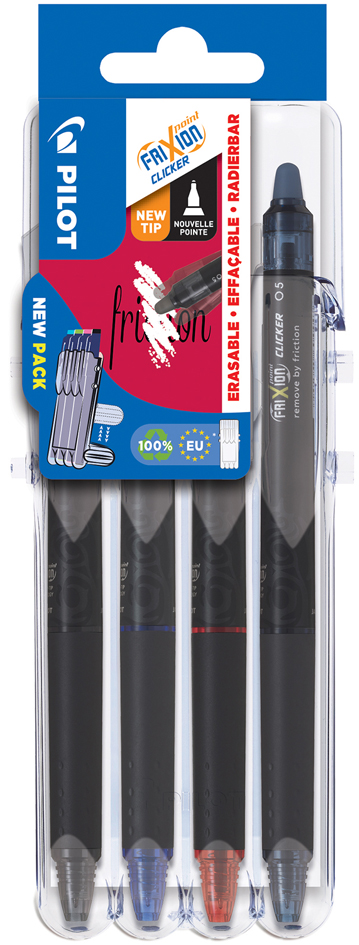 PILOT Tintenroller FRIXION POINT CLICKER Set2Go, 4er Etui von Pilot