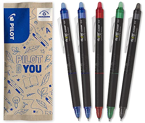 Pilot – 5er-Set Frixion Point Clicker – Tintenroller 0.5 mm mit löschbarer, thermosensitiver Tinte – 2 Blau, je 1 Schwarz, Rot, Grün – Tintenroller mit feiner Spitze – nachfüllbar – Zauberstift Pilot – 5er-Set Frixion Point Clicker – Tintenroller 0.5 mm mit löschbarer, thermosensitiver Tinte – 2 Blau, je 1 Schwarz, Rot, Grün – Tintenroller mit feiner Spitze – nachfüllbar – Zauberstift von PILOT