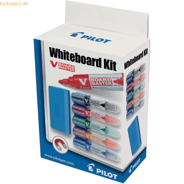 Pilot Boardmarker V-Boardmaster Begreen Set 5 Farben + Tafelwischer von Pilot