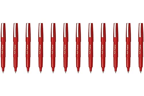 Pilot Fineliner mit flüssiger Tinte 1,2 mm Spitze 0,4 mm Strichbreite 12 Stück rot von Pilot