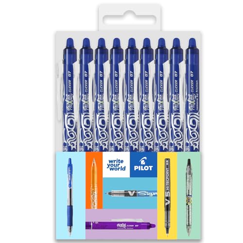 Pilot FriXion Clicker Tintenroller, fein, radierbar, einziehbare Spitze, 0,7 mm Spitze, 0,35 mm Strichbreite, 9 Stück, blaue Tinte Pilot FriXion Clicker Tintenroller, fein, radierbar, einziehbare Spitze, 0,7 mm Spitze, 0,35 mm Strichbreite, 9 Stück, blaue Tinte von Pilot