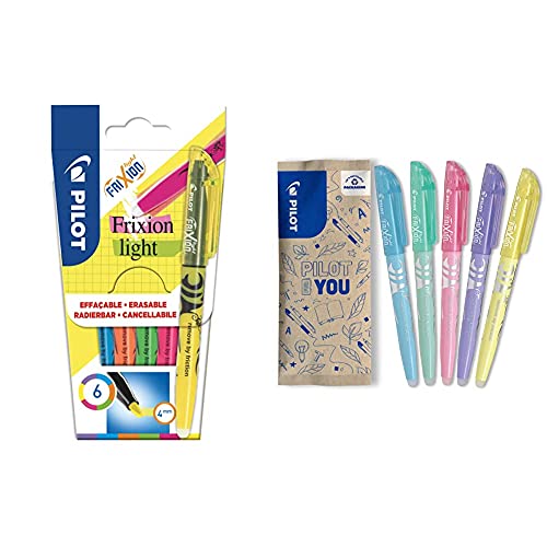 Pilot FriXion Light, Radierbarer Textmarker, 6er Set (Neonpink, Neongelb, Violett, Blau, Orange, Grün) & FriXion Light Soft, Radierbarer Textmarker, 5er Set (Pastellblau, grün, pink, violett, gelb) von Pilot