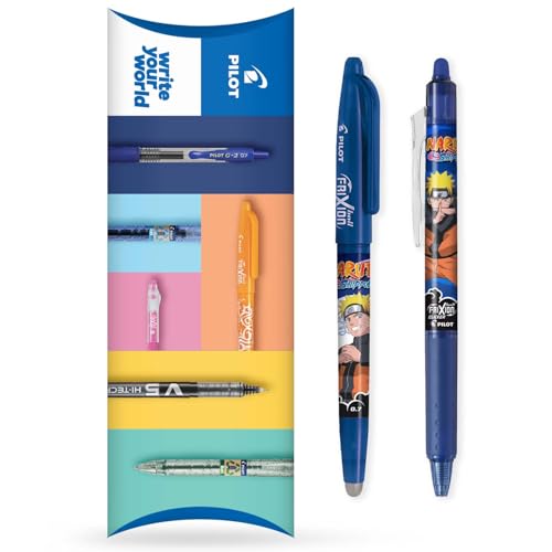 Pilot Frixion FR7 Naruto Shippuden Limited Edition Tintenroller, radierbar, mittlere Spitze, 0,7 mm Spitze, 2 Stück – FriXion Ball + Clicker (blau) von Pilot