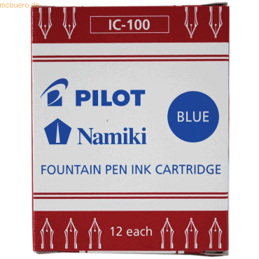 Pilot Füllhalterpatrone IC-100 VE=12 Stück blau von Pilot