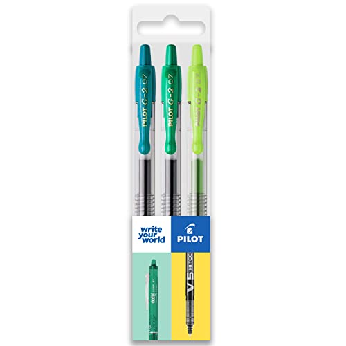 Pilot G-2 Tintenroller mit einziehbarer Gel-Tinte, 0,7 mm Spitze, 3 Stück, Grüntöne Pilot G-2 Tintenroller mit einziehbarer Gel-Tinte, 0,7 mm Spitze, 3 Stück, Grüntöne von Pilot