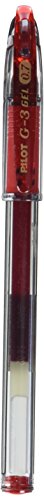 Pilot G-3 Gelschreiber nachfüllbar mit Gummi-Griffzone 0,7 mm Schreibspitze 0,5 mm Strichbreite 12 Stück rot von Pilot