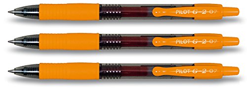 Pilot G2 Gelschreiber, einziehbar, Orange, 3 Stifte von Pilot