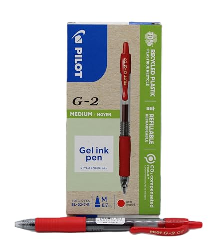 Pilot G207 Druck-Gelschreiber mit Gummi-Griffzone 0,7 mm Schreibspitze 0,4 mm Strichbreite 12 Stück rot von Pilot