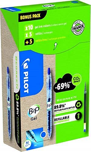 Pilot Greenpack B2P Eco Gel, 0,7 mm, Blau, 10 Stifte und 10 Ersatzminen von Pilot