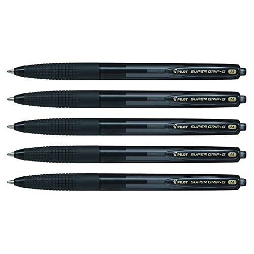 Pilot Kugelschreiber, einziehbar, Supergrip G, mittlere Spitze, Schwarz, 5 Stück von Pilot