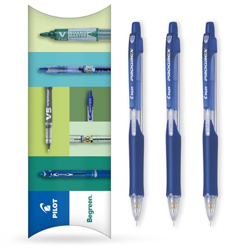 Pilot Progrex Druckbleistift, BeGreen-Reihe, 71 % recycelt, blauer Schaft, 0,5 mm Spitze, 3 Stück in Kissenverpackung von Pilot