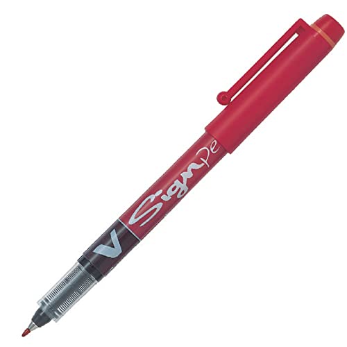 Pilot Sign Pen Faserschreiber mit Flüssigtinte weiche M-Spitze 2 mm Strichbreite 0,6 mm 12 Stück rot von Pilot