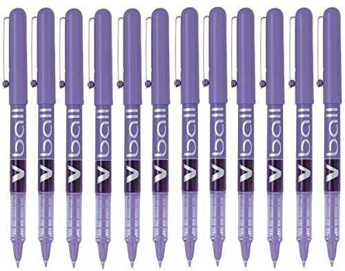 Pilot V Ball 5 Tintenroller mit flüssiger Tinte 0,5 mm extra fein 12 Stück violett von Pilot