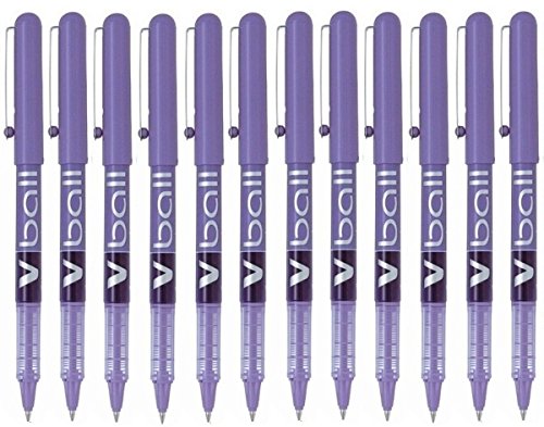 Pilot V Ball 5 Tintenroller mit flüssiger Tinte 0,5 mm extra fein 12 Stück violett von Pilot