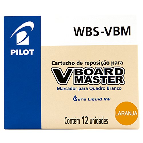 Pilot V-Board Master Nachfüllpack für trocken abwischbare Marker, 4 mm, Orange, 12 Stück von Pilot