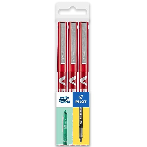 Pilot V5 Hi-Tecpoint Tintenroller, feine 0,5 mm Spitze, 3 Stück, Rot Pilot V5 Hi-Tecpoint Tintenroller, feine 0,5 mm Spitze, 3 Stück, Rot von Pilot