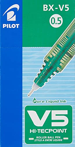 Pilot V5 Tintenroller mit Nadelspitze 0,5 mm Schreibspitze 0,3 mm Strichbreite 12 Stück grün von Pilot