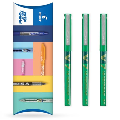 Pilot V7 Hi-Tecpoint Tintenroller, flüssige Tinte, mittlere 0,7-mm-Spitze, 3 Stück, grün Pilot V7 Hi-Tecpoint Tintenroller, flüssige Tinte, mittlere 0,7-mm-Spitze, 3 Stück, grün von Pilot