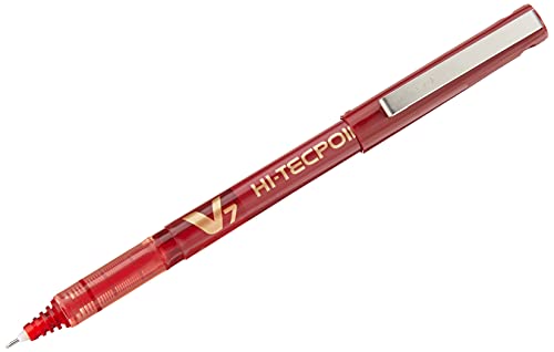 Pilot V7 Hi Tecpoint Tintenroller mit flüssiger Tinte Packung mit 12 rot von Pilot