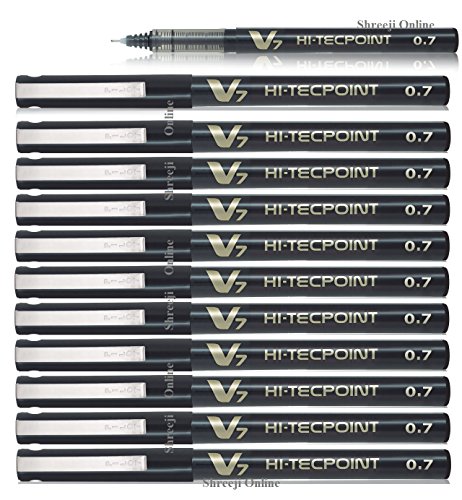 Pilot V7 Hi Tecpoint Tintenroller mit flüssiger Tinte Packung mit 12 schwarz von Pilot