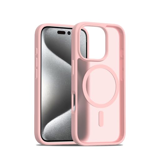 Magnetische Schutzhülle für iPhone, militärischer Fallschutz, kompatibel mit, stoßfest, dünn, durchscheinend, matt, Schutzhülle (A-Pink, iPhone 16e) von PinLiSheng