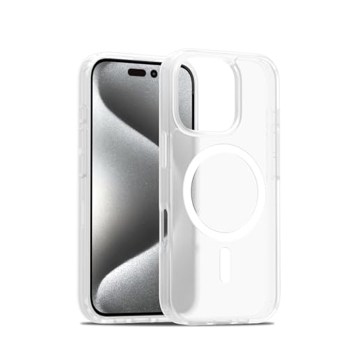 Magnetische Schutzhülle für iPhone, militärischer Fallschutz, kompatibel mit, stoßfest, dünn, durchscheinend, matt, Schutzhülle (A-Weiß, iPhone 16e) von PinLiSheng