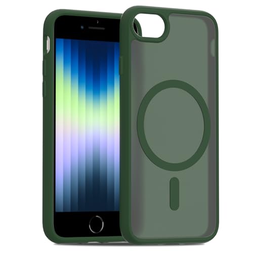 PinLiSheng Magnetisch für iPhone-Hülle, militärischer Fallschutz, kompatibel mit, stoßfest, dünn, durchscheinend, matt, Schutzhülle (A-Dunkelgrün, iPhone 16e) von PinLiSheng